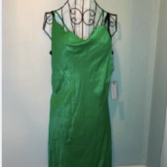 Anthropologie Cowl Neck Slip Maxi Dress Sz 8 Kelly Green - Picture 5 of 5